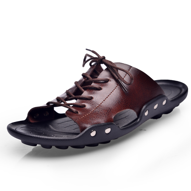 Flip Flop Leather Men - Summer Tide Herren-Hausschuhe, britische Mode, Herren-Sandalen,