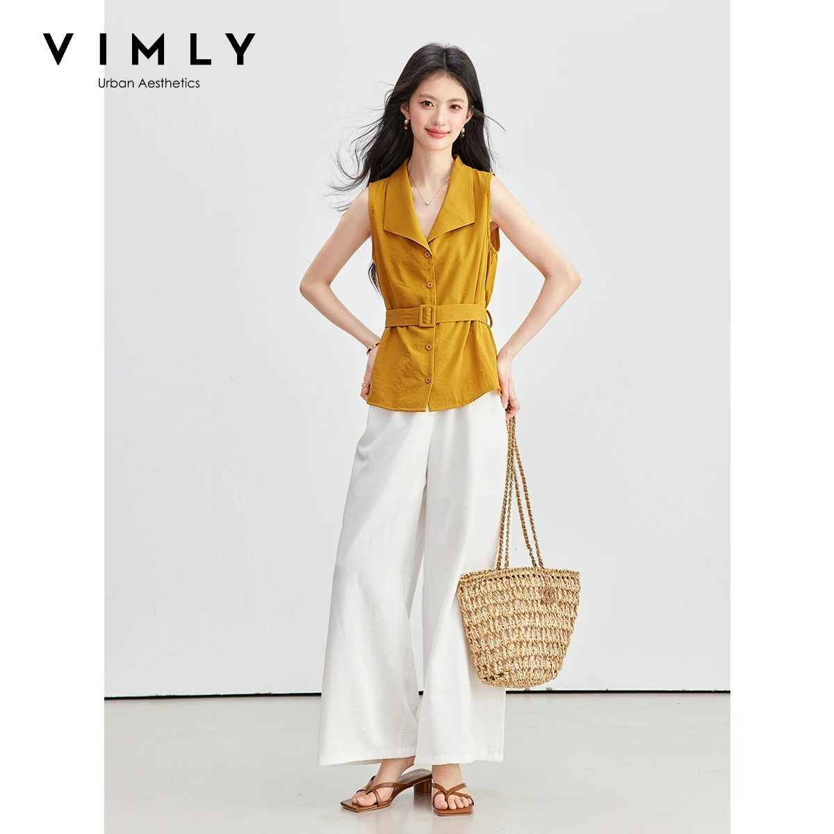 Shirt Camp Collar - VIMLY Damen Sommer-Büroanzug 2026 Neues Ärmelloses