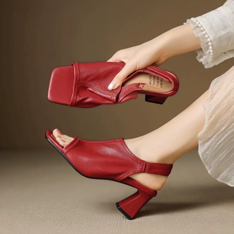 Casual Sandal Leather - Französischer Stil Ultra-Weiche Leder-Sandalen mit Quadratischer