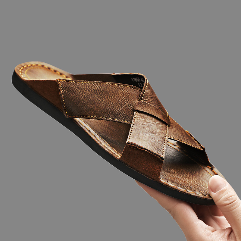 Fashion Echtes Leder Männer Ha – Flip Flop Leather Men Bewertung und Preis