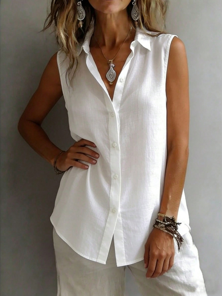 Modisches und elegantes ärmell – Shirt Camp Collar Bewertung und Preis